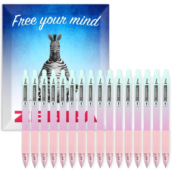Zebra Z-Grip Smooth Ballpoint Pen - 1.0mm - Black Ink - Pastel Ombre Barrels - Pack of 16