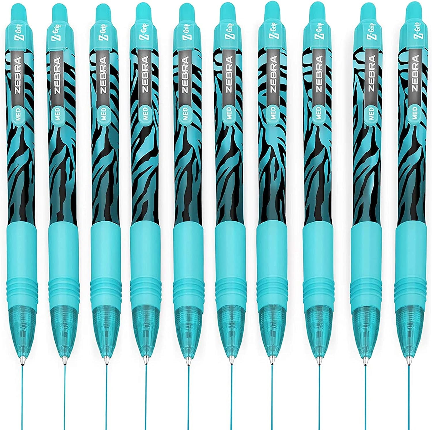 Zebra Z-Grip Smooth Ballpoint Pen - 1.0mm - Funky Flame - Stripe Blue Barrel - Blue Ink - Pack of 10