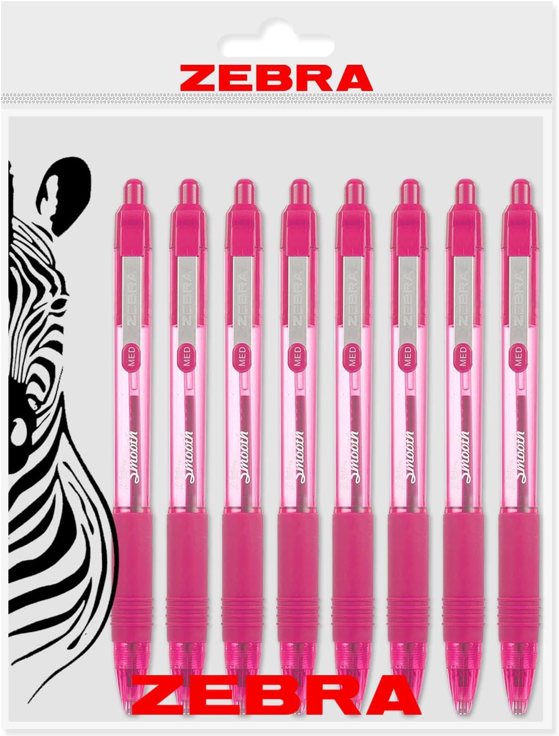 Zebra ZGrip Smooth Retractable Ballpoint Pen 1.0mm Nib Pink Pack