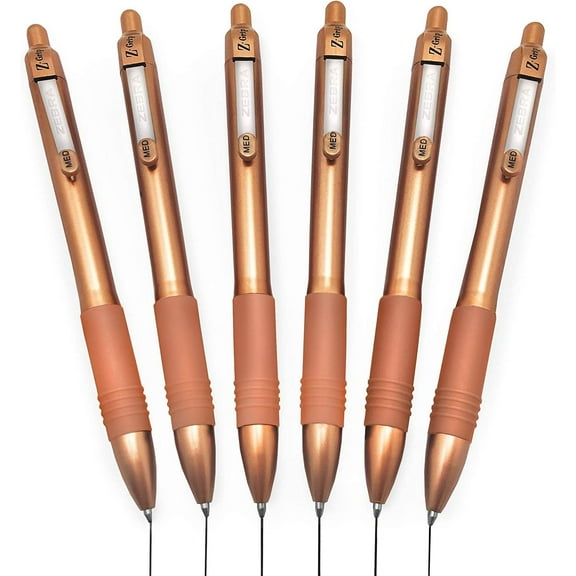 Zebra Z-Grip Smooth Retractable Ballpoint Pen - 1.0mm - Rose Gold Barrel - Black Ink - Pack of 6