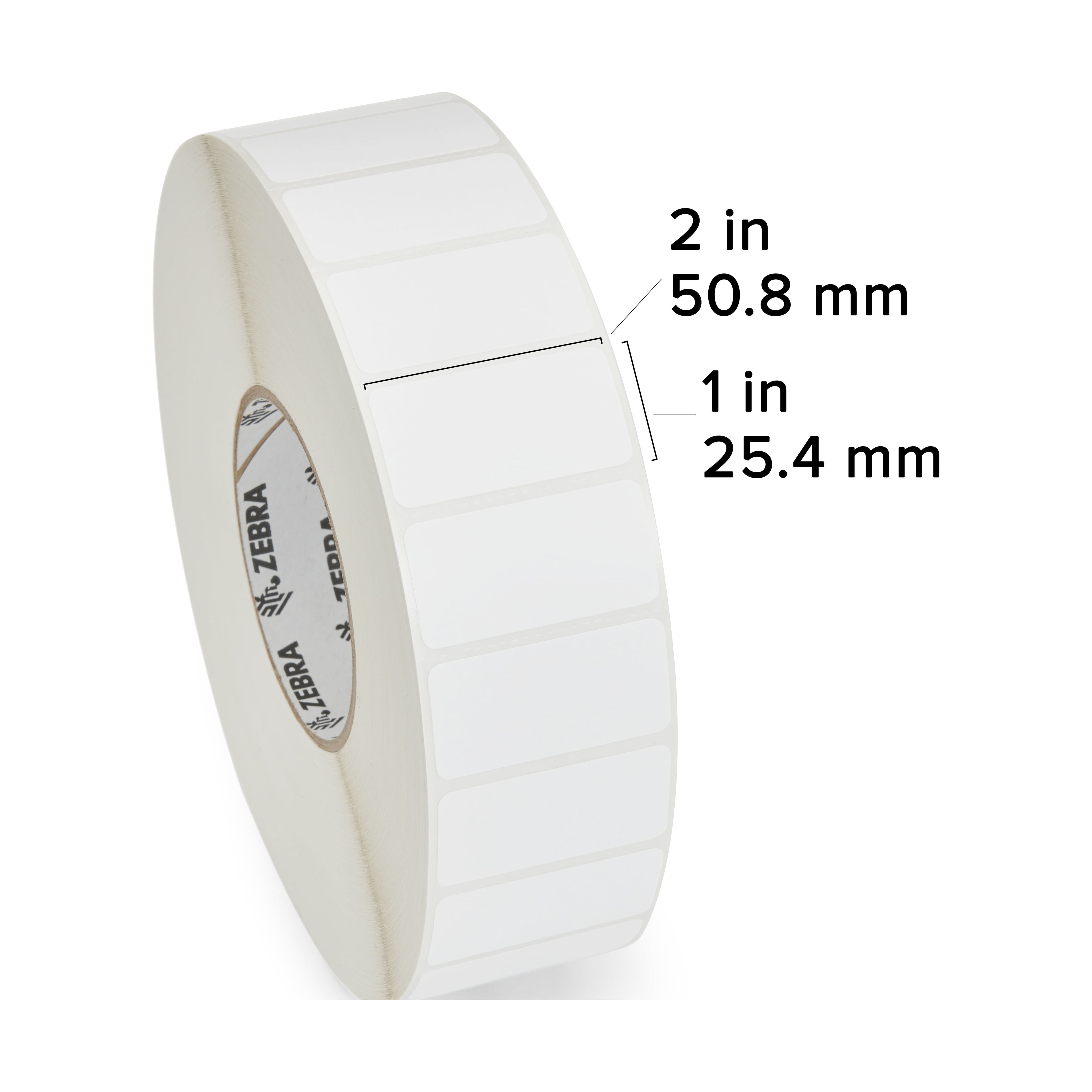 Zebra Z-Perform 2000D Direct Thermal Labels, 2" x 1" Label, 3" Core, 5,500 Labels Per Roll, 8 Rolls
