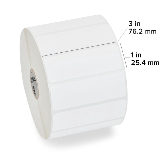 Zebra Z-Perform 2000D Direct Thermal Labels, 3" x 1" Label, 1" Core, 2,340 Per Roll, 6 Rolls