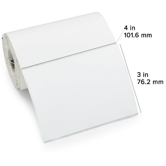 Zebra Z-Perform 2000T Thermal Transfer Labels, 4" x 3" Label, 1" Core, 890 Per Roll, 6 Rolls