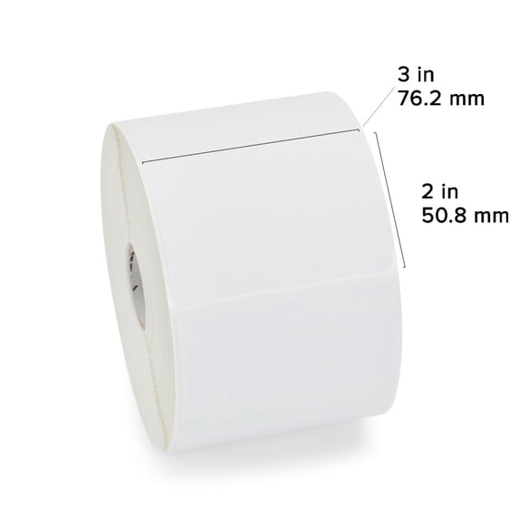 Zebra Z-Select 4000T Thermal Transfer Labels, 3" x 2" Label, 1" Core, 1,370 Per Roll, 6 Rolls