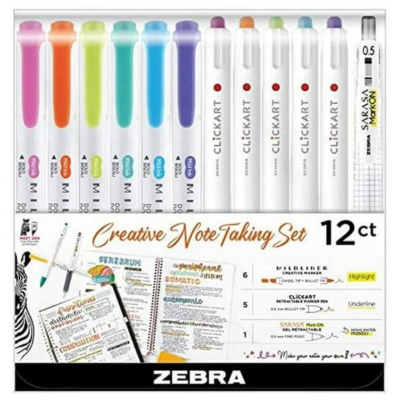 Zebra ZEB12012 Creative Notetaking Set, Multi Color - Pack of 12