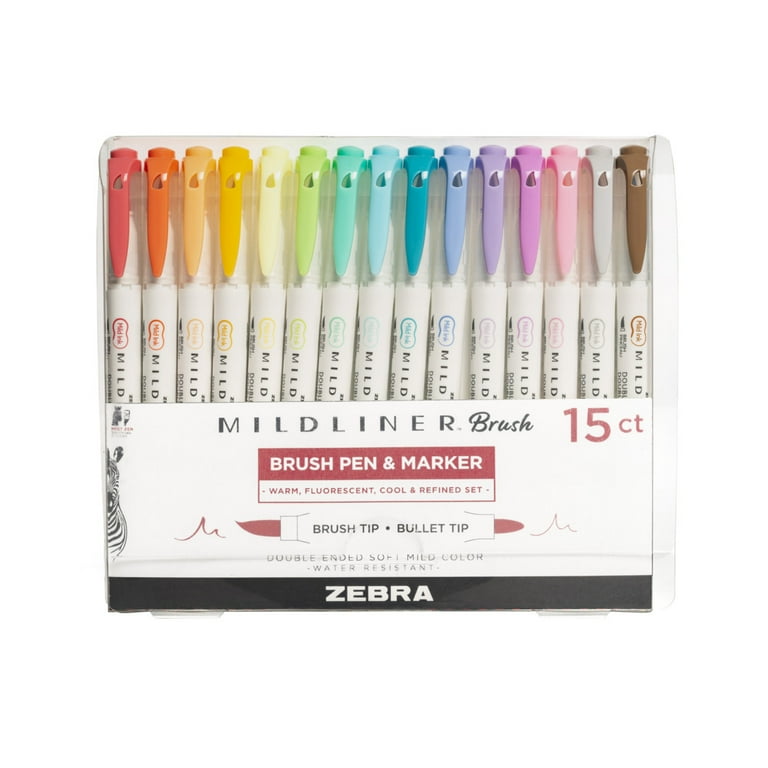 Mildliner Dual Tip Brush Pen Assorted 15pk