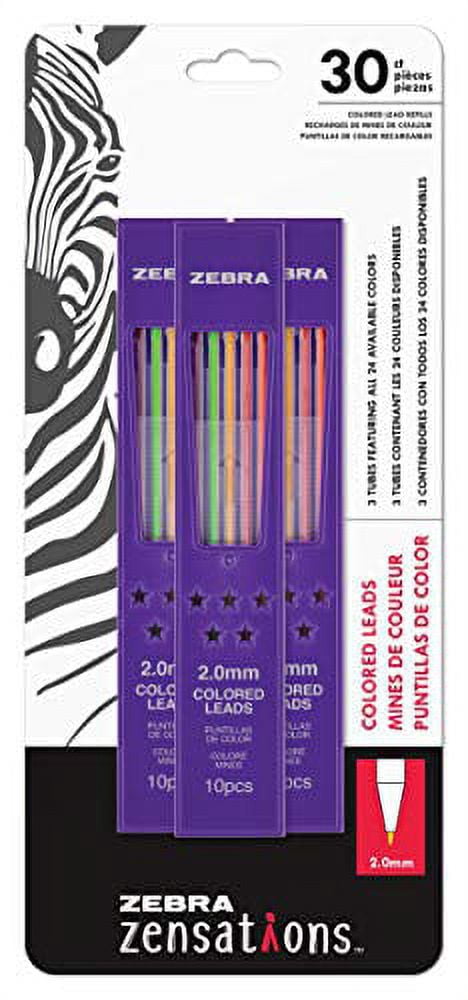 Zebra Zensations Mechanical Colored .. Pencil Lead Refill, 2.0mm .. Point Size, Assorted Colored ...