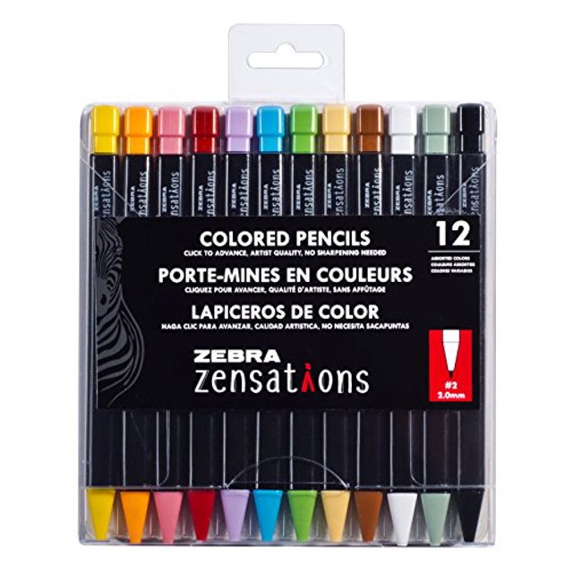 Zebra Zensations Mechanical Colored Pencils, 2.0mm Point Size, Assorted