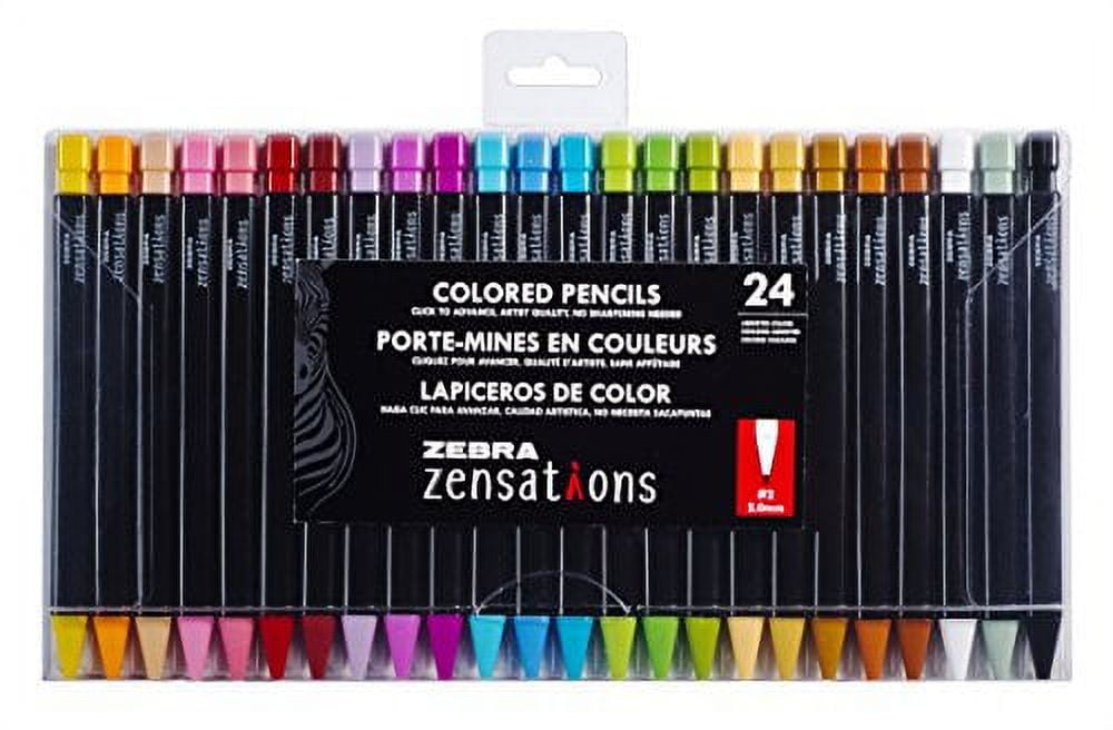 Zebra Zensations Mechanical Colored Pencils, 2.0mm Point Size, Assorted Colored Lead, 24-Count ...