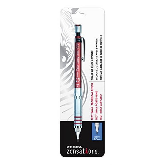 Zebra Zensations Tect 2Way Mechanical Pencil, 0.7mm, Red Barrel, 1-Count