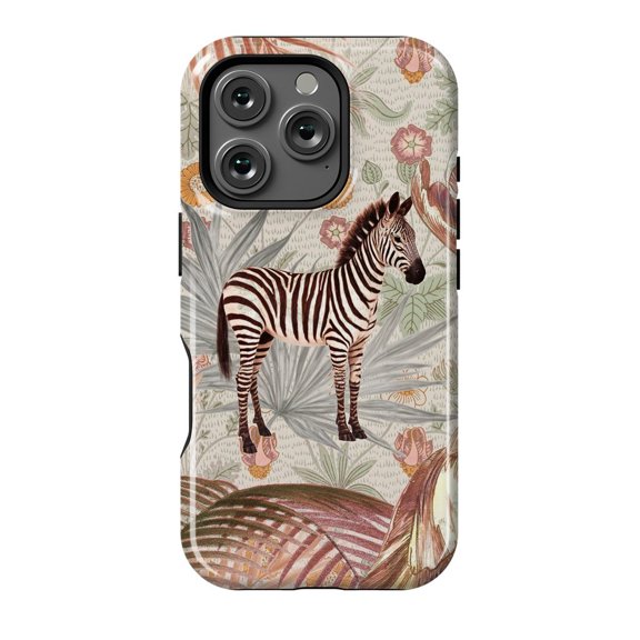 Zebra and Wild Animal Print iPhone Case 11 12 13 14 15 16 Pro Max, Durable Protective Polycarbonate