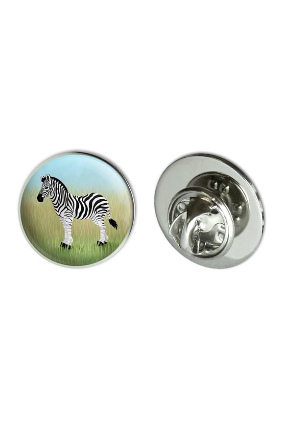 Zebra in Grasslands Metal 0.75" Lapel Hat Pin Tie Tack Pinback