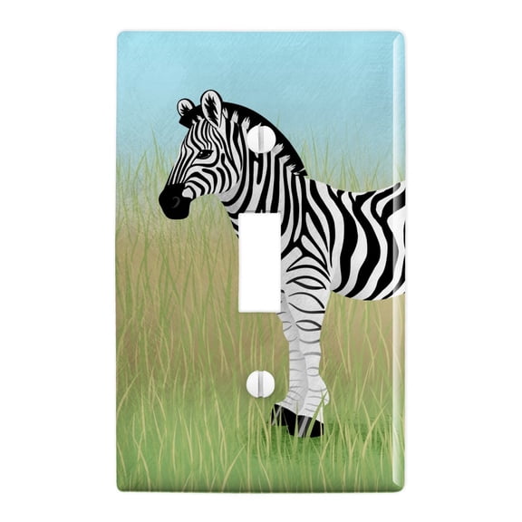 Zebra in Grasslands Plastic Wall Decor Toggle Light Switch Plate Cover