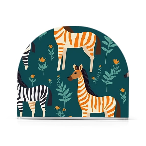 Zebra in Leaves Napkin Holder for Table Clear Napkin Stand Paper Holder Acrylic Organizer Dispenser Napkins for Dinner Kitchen Restaurant Room