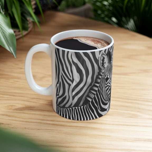 Zebra moue Pattern Wall Coffee Cup, Animal Art Mug, Zoo Animal Horses, Painting, Hiding Zeb Mug, Gift Idea Her, Gift Him.