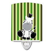 Zebra on Stripes Ceramic Night Light