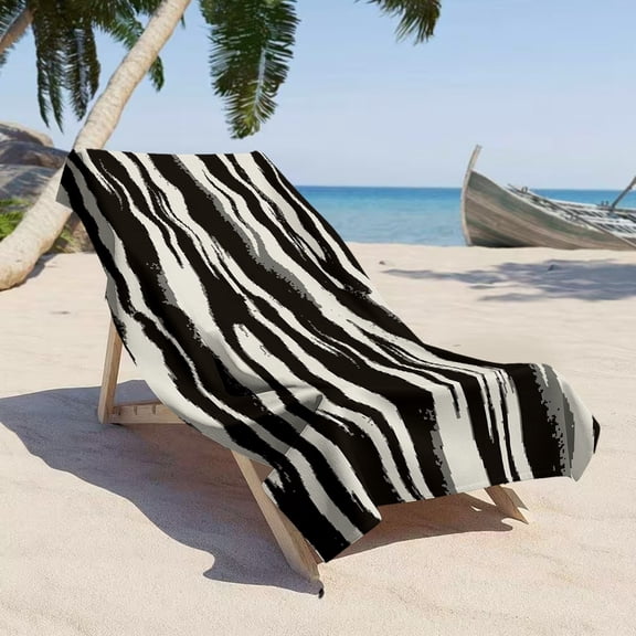 Zebra pattern style oversized soft beach towel, abstract animal pattern printing pattern,ast drying and super water absorption, suitable for seaside vacation and swimming pool pie