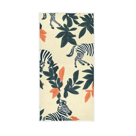 Zebra with Leaves Figure Face Towel Absorbent Hand Towels Bath Sport Gym
