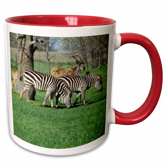 3drose, Zebras, 15oz Two-tone Red Mug