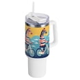 thumbnail image 1 of Zebras Bikes Clouds 40 oz Tumbler with Handle Insulated&nbsp;Travel Mug&nbsp;Lid Straw Leak Proof Steel Vacuum Water Bottles Glasses Fits in Car Cup Holder, 1 of 7