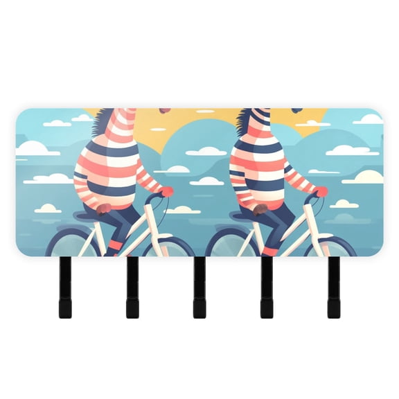 Zebras Bikes Clouds Mail Holder Organizer Wall Mount with Shelf Key Holder Key Rack with 5 Key Hooks for Wall Decorative