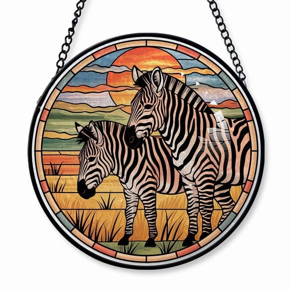 Zebras Couple Stained Glass Suncatcher Window Hanging Unique Personalized Window Hanging for Parents, Children or Couples, Christmas 2025 Holiday Decoration