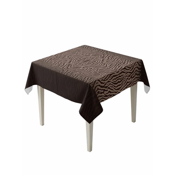 Zebras Print Table Cloth, Waterproof Tablecloth for Square Tables, Abstract Animal Skin Texture Brown Reusable Washable Fabric Table Cover for Restaurant Kitchen Dining Tables 54"x54"
