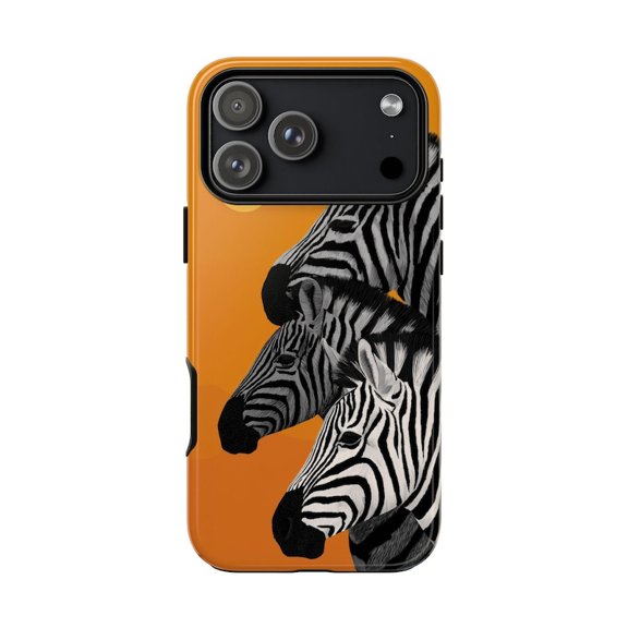 Zebras Safari Silhouette Yellow Sunset Scene iPhone Case 17 through 11 Pro Max