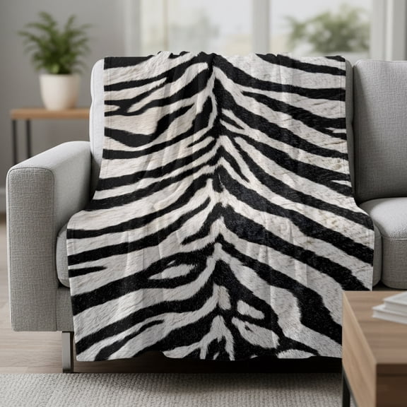 Zebras Stripes Fleece Throw Blanket Watercolor Abstract Black White Zebra Stripes Ultra Soft Fuzzy Cozy Flannel Throw Blanket for Couch Sofa Bed Car Travel, Ideal Gifts 30x40 Inches