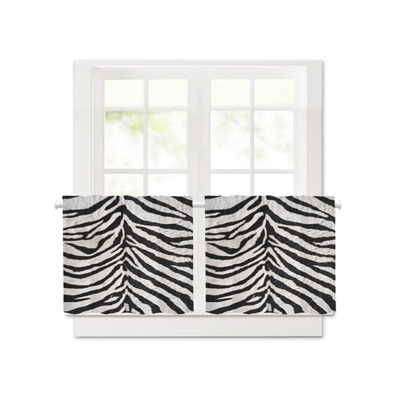Zebras Tiger Stripes Short Blackout Curtains 30 Inch Long,Abstract Animal Pattern Rod Pocket Kitchen Curtains,2 Panels Thermal Insulated Room Darkening Drapes for Bedroom,30"W x 30"L