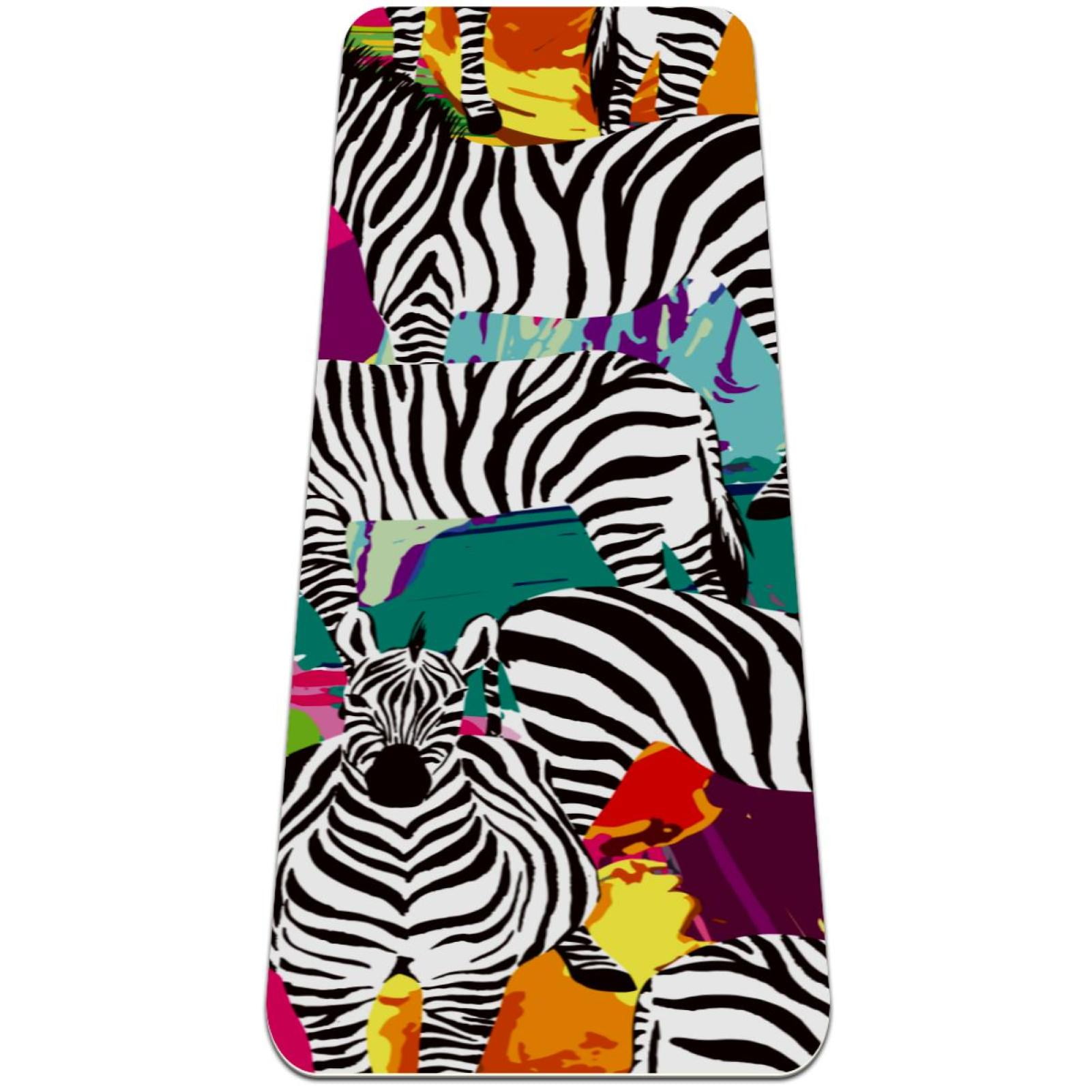 Zebras Tropical Pattern TPE Yoga Mat for Workout & Exercise Eco