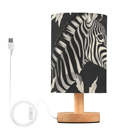 Zebras and Leaves Table Lamp with USB Port LED Warm Light Lamp Night Light Home Decor