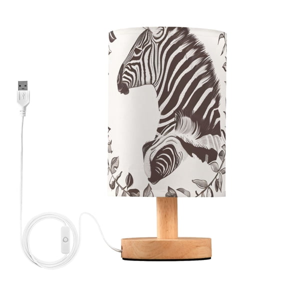 Zebras in Wreaths Table Lamp with USB Port LED Warm Light Lamp Night Light Home Decor