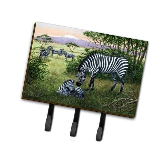 Zebras in the Field with Baby Leash or Key Holder