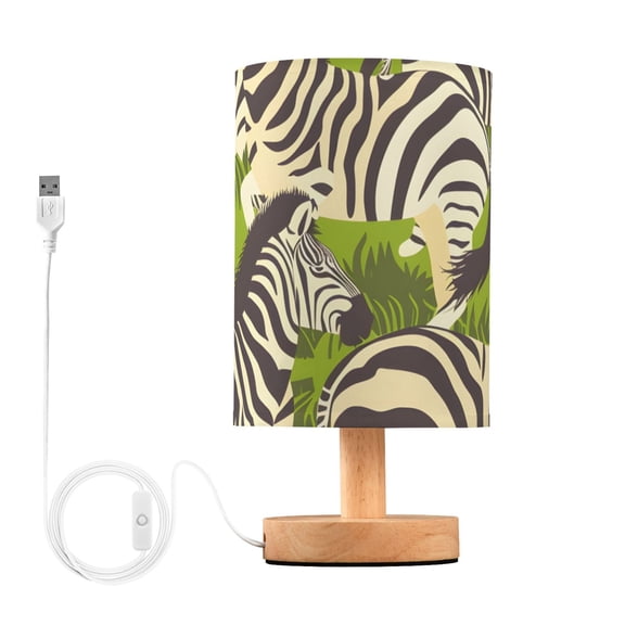 Zebras on Meadow Table Lamp with USB Port LED Warm Light Lamp Night Light Home Decor