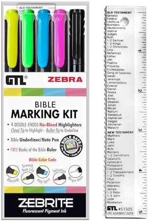 Ink Bleed Ruler Zebrite Bible Marking Kit | No Bleed Pigmented Ink | No Fading or ...