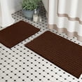 thumbnail image 1 of Zebrux Non Slip Thick Shaggy Chenille Bathroom Rugs, Bath Mats for Bathroom Extra Soft and Absorbent - Striped Bath Rugs Set for Indoor/Kitchen (20 x 30 + 15 x 23'', Brown), 1 of 4