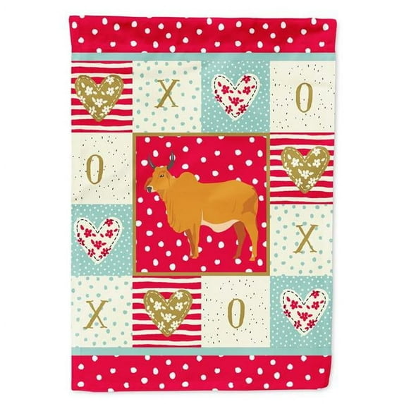 Caroline's Treasures CK5252GF Zebu Indicine Cow Love Flag Garden Size, Small, multicolor