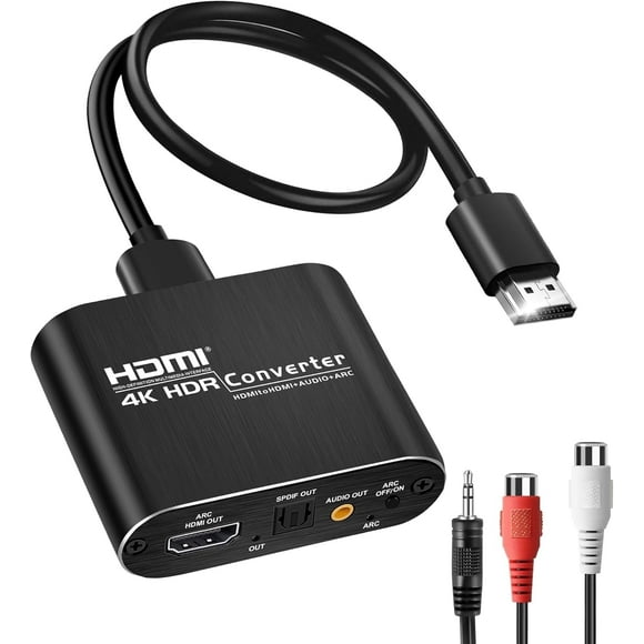 Zecamin HDMI ARC Audio Extractor Converter 4K@60Hz, HDMI to Optical Toslink SPDIF + 3.5mm AUX Jack Stereo Audio Adapter Converter Splitter Inserter Embedder Support HDCP2.2 Digital PCM DTS 5.1