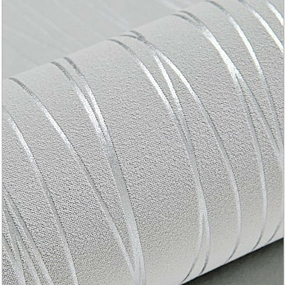 Zeceouar 53x1000cm Modern Non-Woven Wallpaper Roll Glitter Stripe Textured Flocking Striped Wallcoverings for Bedroom Living Room