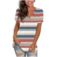 thumbnail image 1 of Zeceouar Plus Size Summer Tops For Women Tops Dressy Casual Tunic Tops To Wear With Leggings V-Neck Rolled Print Gradient Short Sleeve Side Split Loose Fit T-shirt Tops, 1 of 6