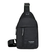Zeceouar Unisex Oxford Cloth Sling Bag with Earphone Hole, Black
