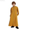 thumbnail image 1 of Zecgelong Arabic Thobe Thobe Long Sleeve Kaftan Crew Robe National Teenage Boys Long Sleeve Embroidered Robe Set Arab Children's Wear Robe, 1 of 7