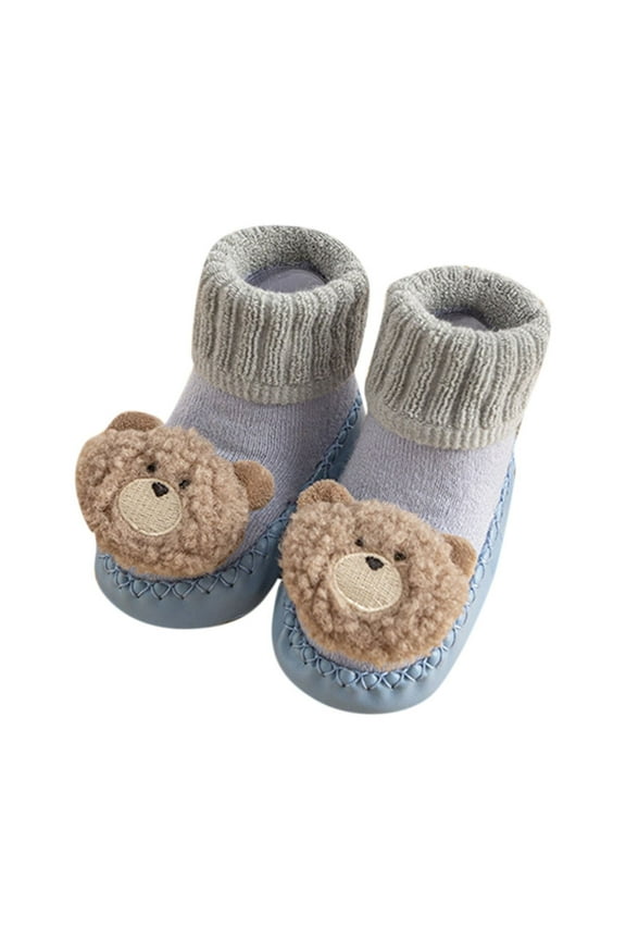 Autumn And Winter Boys And Girls Children Socks Shoes Non Indoor Floor Baby Sports Shoes Warm And Comfortable Plush Animal Shape Baby Athletic Shoes Size US:4 Blue