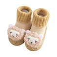 thumbnail image 1 of Zecgelong Autumn And Winter Boys And Girls Children Socks Shoes Non Indoor Floor Baby Sports Shoes Warm And Comfortable Plush Animal Shape Baby Athletic Shoes Size US:4 Beige, 1 of 3