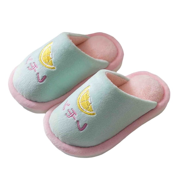 Zecgelong Autumn/Winter Children's Slippers For Girls And Boys Flat Non Slip Warm Comfortable Cute Fruit Print Pattern Children's slippers indoor Size 7-8 Years