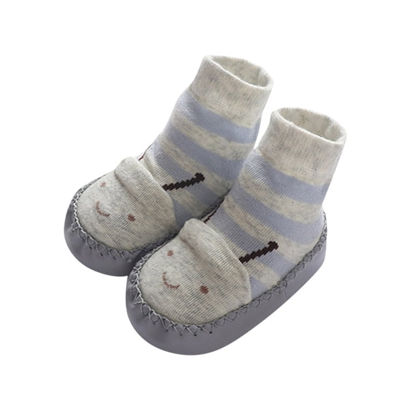 Zecgelong Autumn And Winter Cute Children Toddler Shoes Boys And Girls Flat Bottom Non Slip Lightweight Comfortable Cartoon Bee Socks Shoes Baby Sneakers Size US:7 Gray