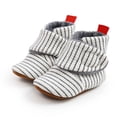 thumbnail image 1 of Zecgelong Baby Booties Winter Warm Striped Boots For Infants Soft Sole First Shoes Cozy Comfortable Toddler Footwear Infant Snow Boots‌ 6-12 Months, 1 of 5