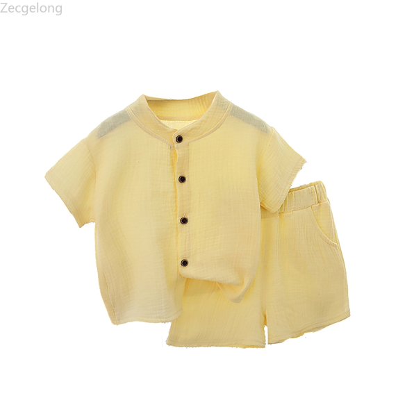 Zecgelong Baby Boy Clothes Set Toddler Summer Outfit Cottonblend Short Sleeve T Shirt Top Pocket Button Down Shirt Short Set Boys Summer Outfits Sets Size 100/l