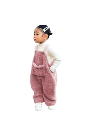 Baby Boy Girl Flannel Bib Overalls Button Suspender Overalls Romper Loose Jumpsuit Size 18-24 Months
